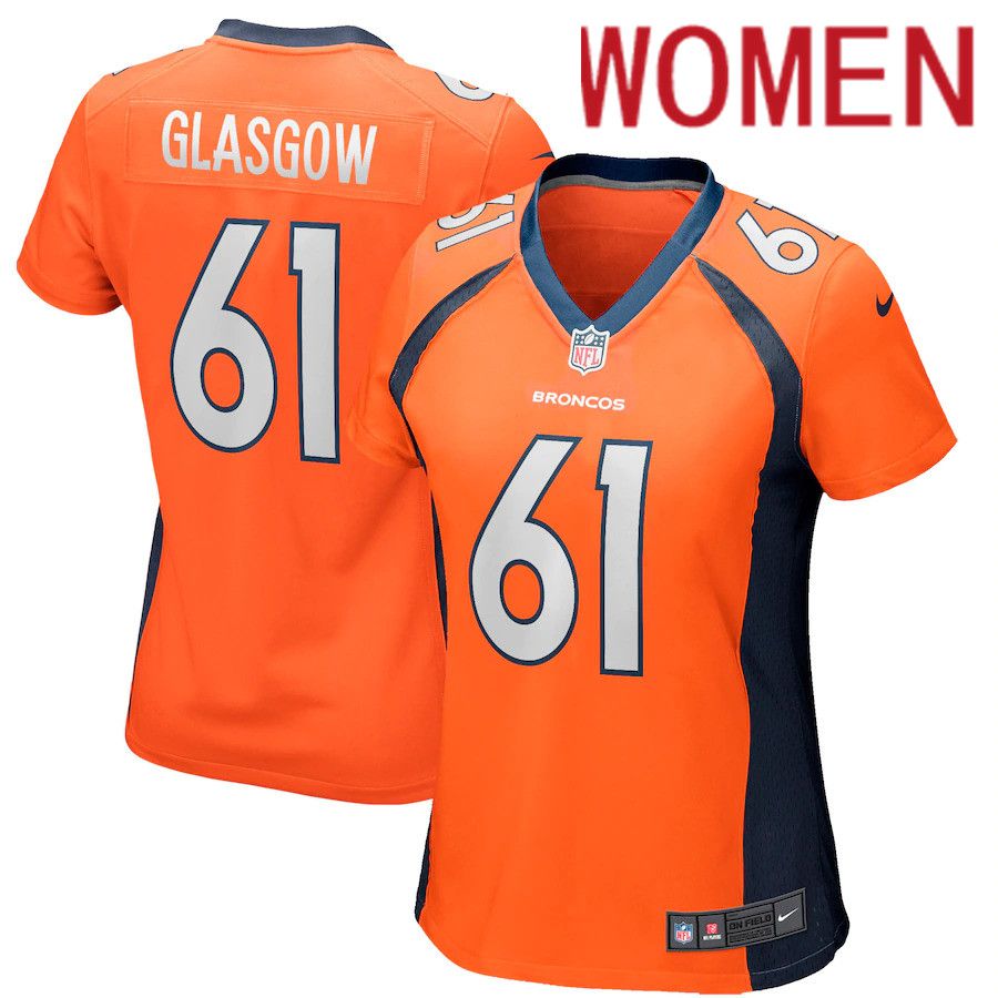 Women Denver Broncos 61 Graham Glasgow Nike Orange Player Game NFL Jersey